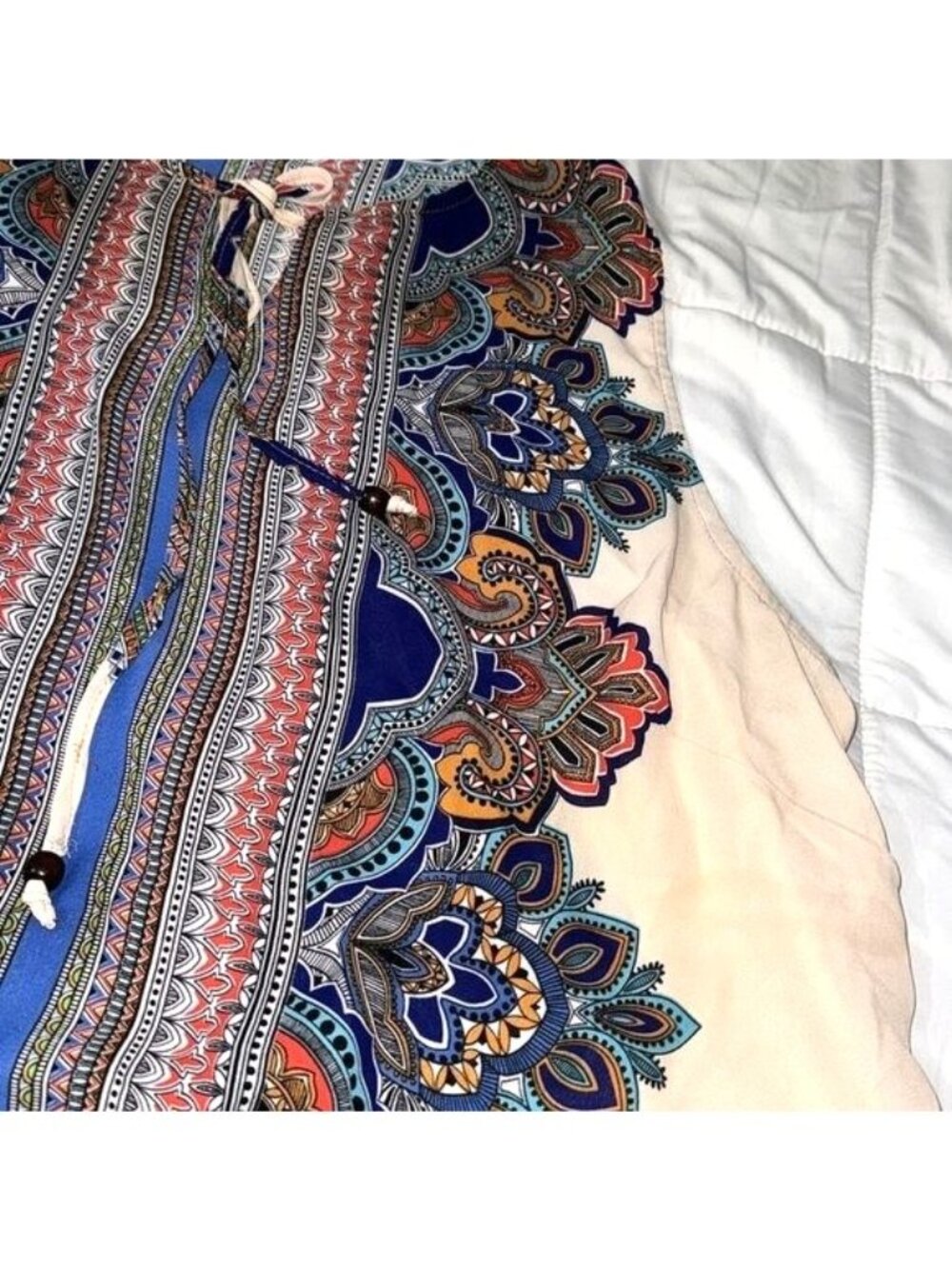 Cynthia Rowley Womens 2X Sleeveless Boho Print Top With Tie Neck & Vibrant Multi - Picture 6 of 9